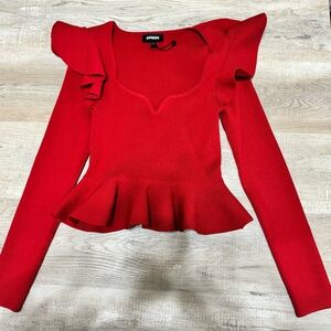 Gorgeous Red Peplum Sweater Top by Express.
Brand New | Never Worn
Size Medium